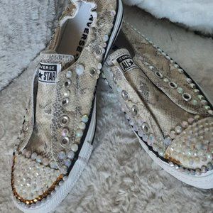 Snakeskin Converse No Lace Elastic Back Womens 9M